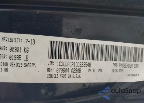 2013 Dodge Dart Limited z USA, uszkodzony, nr VIN 1C3CDFCA1DD323548